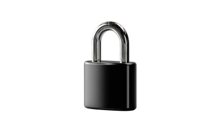 Fototapeta premium Black Padlock Security: A sleek black padlock with a shiny chrome shackle stands as a symbol of security, privacy, and protection.