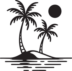 tropical island with palm trees