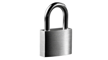 Naklejka premium Secure Symbol: A sleek, metallic padlock stands as a symbol of security, protection, and safeguarding in a contemporary, isolated environment.