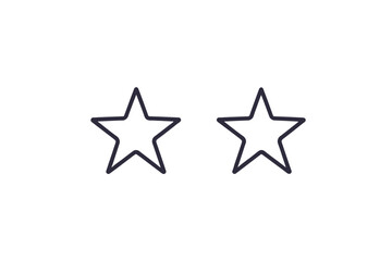 Two Star Rating Illustration - Black Outline Star Icons on White Background - Simple Design for Reviews and Feedback Visuals