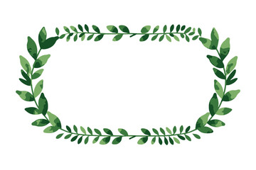 Watercolor Green Leaves Frame- Botanical Illustration for Invitations- Nature Inspired Design with Copy Space- Ideal for Spring and Summer Projects