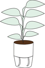 Indoor Plant in Pot Minimal Line Art Vector for Eco Interior, Nature Decor and Botanical Home Style self watering plant