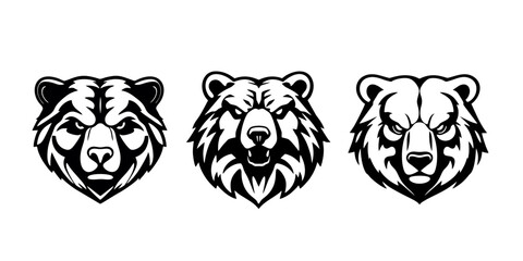Cool Bear Logo, Animal Mascot Vector Set