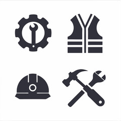 Industrial Safety Symbols Silhouette Pack.
