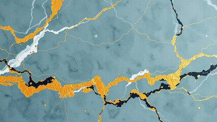 Abstract blue gold marble background design texture