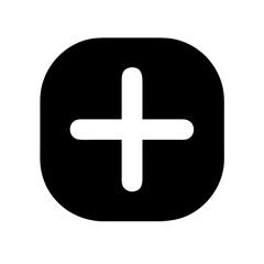 Obraz premium Black plus icon within a rounded square representing addition or expansion