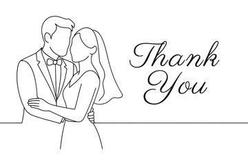Wedding thank you card line illustration
