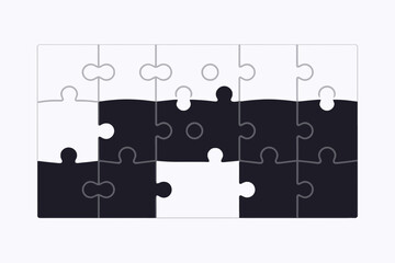 Black and White Puzzle Pieces- Abstract Jigsaw Design- Problem Solving Concept- Creativity and Logic- Completing the Puzzle- Solution and Strategy