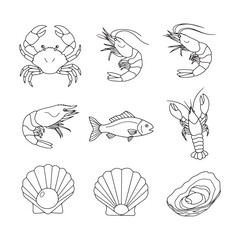 Ocean Delights A Collection of Line Art Seafood Illustrations