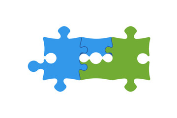Connected Puzzle Pieces - Blue and Green Jigsaw - Symbolizing Teamwork and Collaboration - Solving Problems Together - Strategic Partnerships for Success