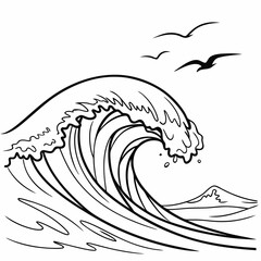 vector illustration of an eagle and waves
