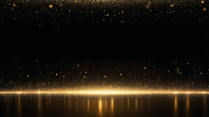 Golden Light Sparkle Background with Glowing Particles and Bokeh Effects for Design – AI