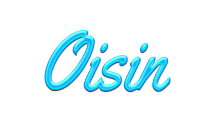 Glowing blue effect of name Oisin on white background.