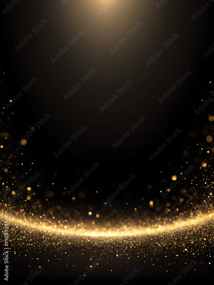 Poster golden light sparkle background with glowing particles and bokeh effects for design – ai