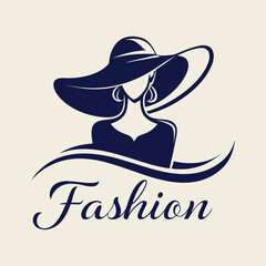 Elegant Fashion Logo Design with Woman in Hat and Earrings