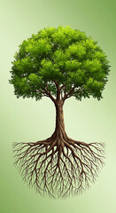 Deep Roots Strong Tree Environmental Stability. AI GENERATIVE IMAGE