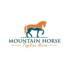 horse training logo in the mountains