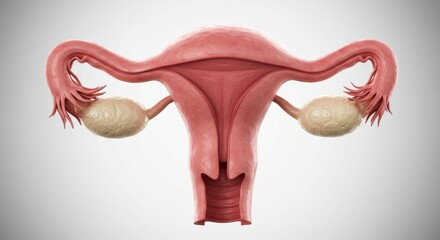 Detailed illustration of female reproductive system anatomy for educational or medical purposes