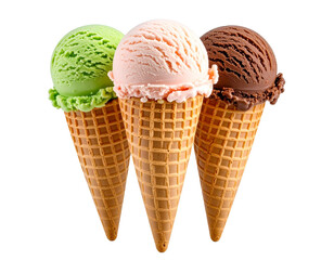Double Scoop Chocolate and Strawberry Ice Cream on Classic Cone, Transparent PNG