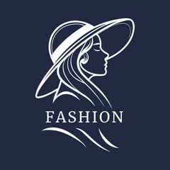 Elegant Fashion Logo Design Featuring a Woman in a Stylish Hat