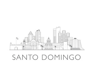 Santo Domingo, Dominican Republic cityscape illustration skyline drawing