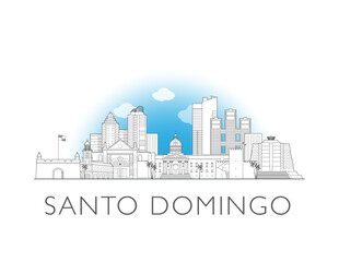 Fototapeta premium Santo Domingo, Dominican Republic cityscape illustration skyline drawing