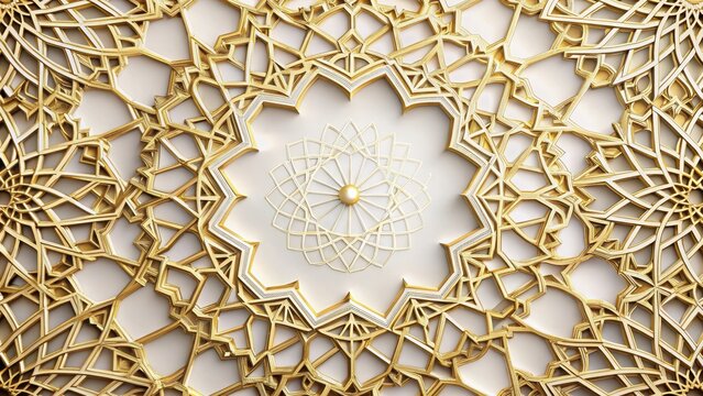 Intricate geometric patterns with regal gold accents on a white background, geometric, regency