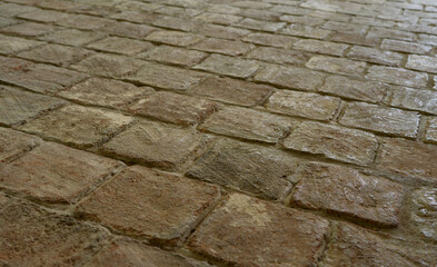 Old brick floor, red brown brick floor background