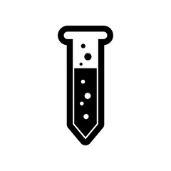 Black and White Icon of a Test Tube With Liquid Inside