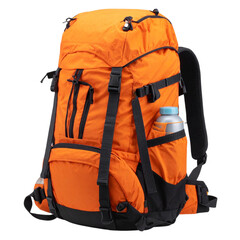Untitled design - Vibrant Hiking Backpack with Reflective Strips and Water Bottle Holder, isolated on a transparent background (2)