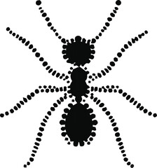 Fototapeta premium Black dotted spider illustration on white for a spooky holiday design.
