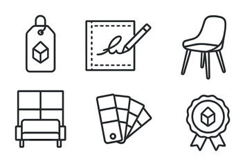 Modern furniture icons for interior design and decoration projects