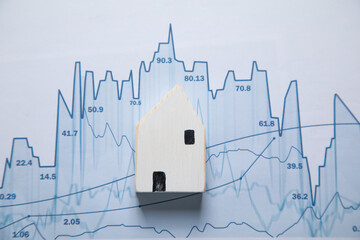 House model on a financial graphs. Real estate. Business