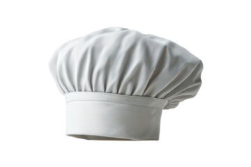 PNG Classic white chef hat with pleated design against black background