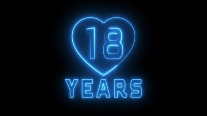 Happy New Anniversary.  Neon celebration text animation.  - Powered by Adobe