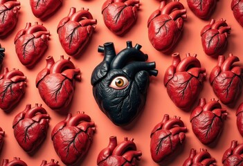 Black Heart with Eye Pop Art, Dark Love and Emotional Depth