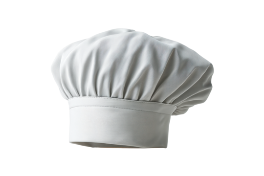 PNG Classic white chef hat with pleated design against black background