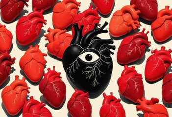 Black Heart with Eye Pop Art, Dark Love and Emotional Depth