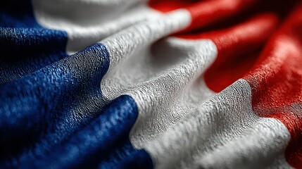 Close-up view of the French flag showcasing vibrant colors and silky texture during a cultural event