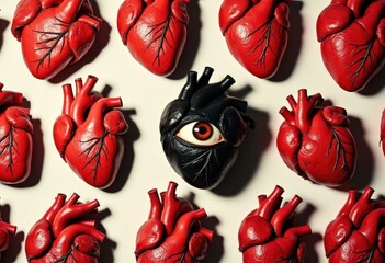 Black Heart with Eye Pop Art, Dark Love and Emotional Depth