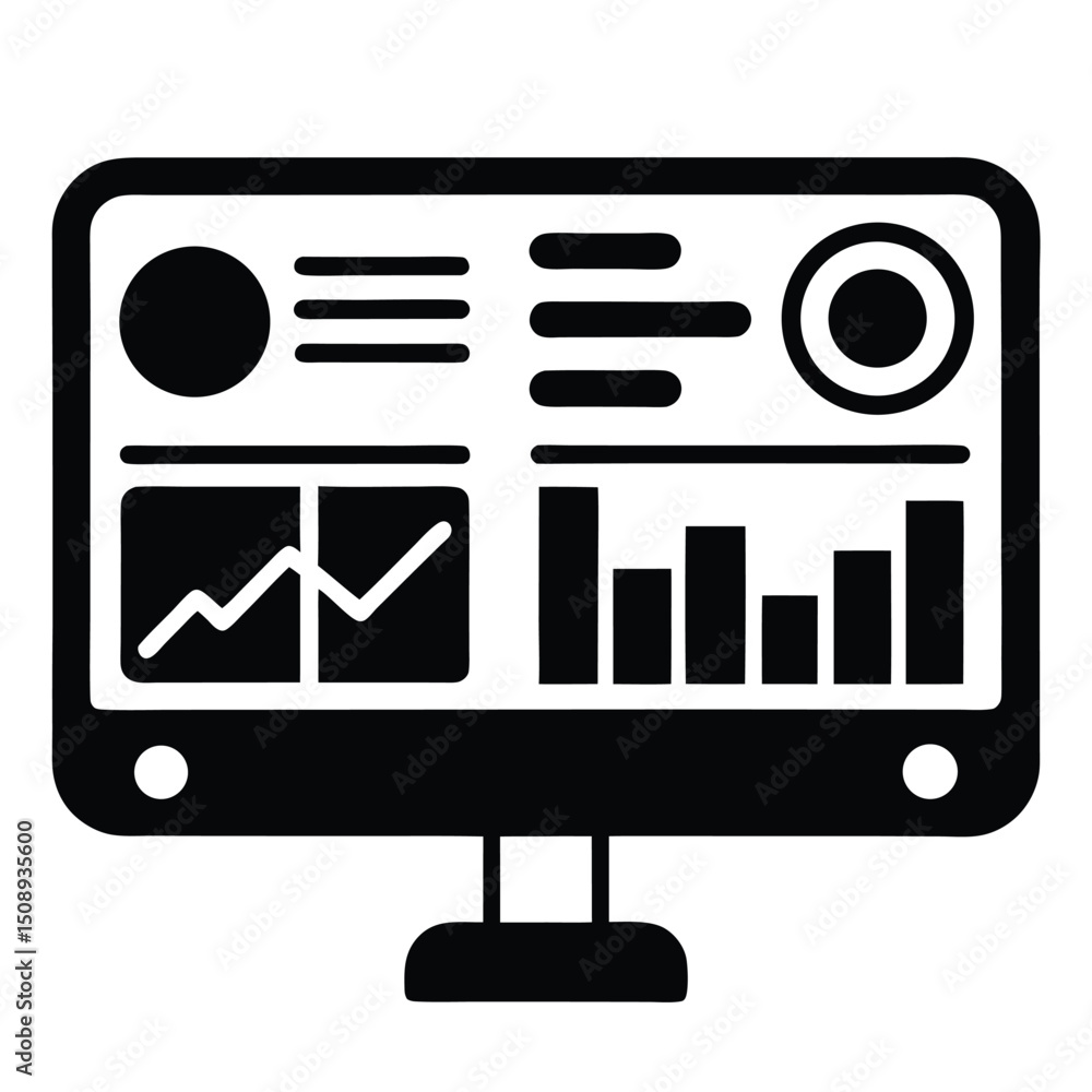 Poster data analyst element isolated analytics dashboard on white background