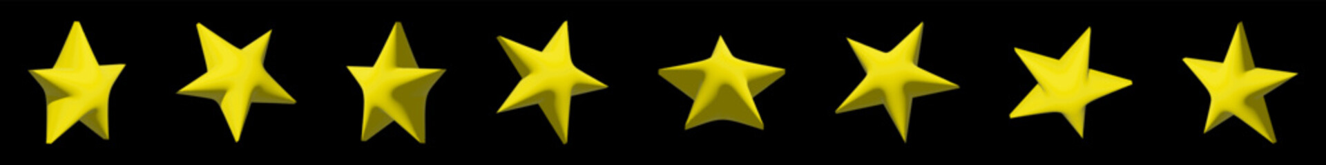 3d star animation set - rotation of yellow cartoon game element
