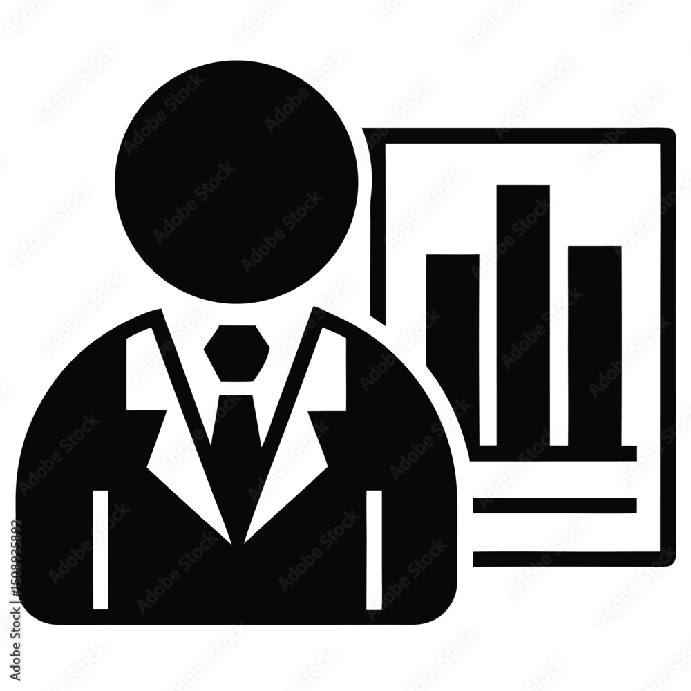 Poster data analyst element isolated analytics presentation on white background