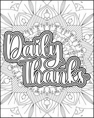 Gratitude Motivational Quote Coloring Page for Adults. 