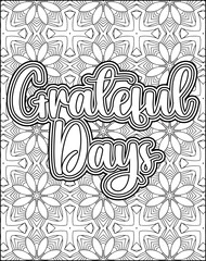 Gratitude Motivational Quote Coloring Page for Adults. 