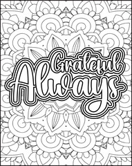 Gratitude Motivational Quote Coloring Page for Adults. 