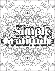 Gratitude Motivational Quote Coloring Page for Adults. 
