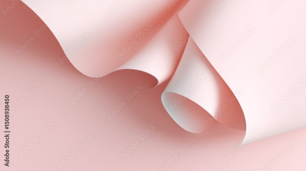 Aufkleber Smooth and flowing pastel pink surfaces create a calming and minimalistic backdrop ideal for various design applications. The gentle curves add a subtle elegance to the composition