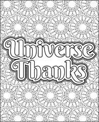 Gratitude Motivational Quote Coloring Page for Adults. 