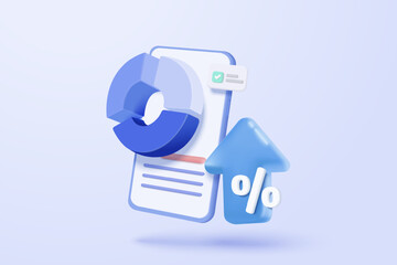 3D stock trading graph with mobile phone. Sell and buy money cash and exchange with finance business concept, earning investment. 3d bank trading vector icon for investment render illustration